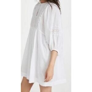 By Timo Cotton Eyelet Lace Mini Dress in White Size XS